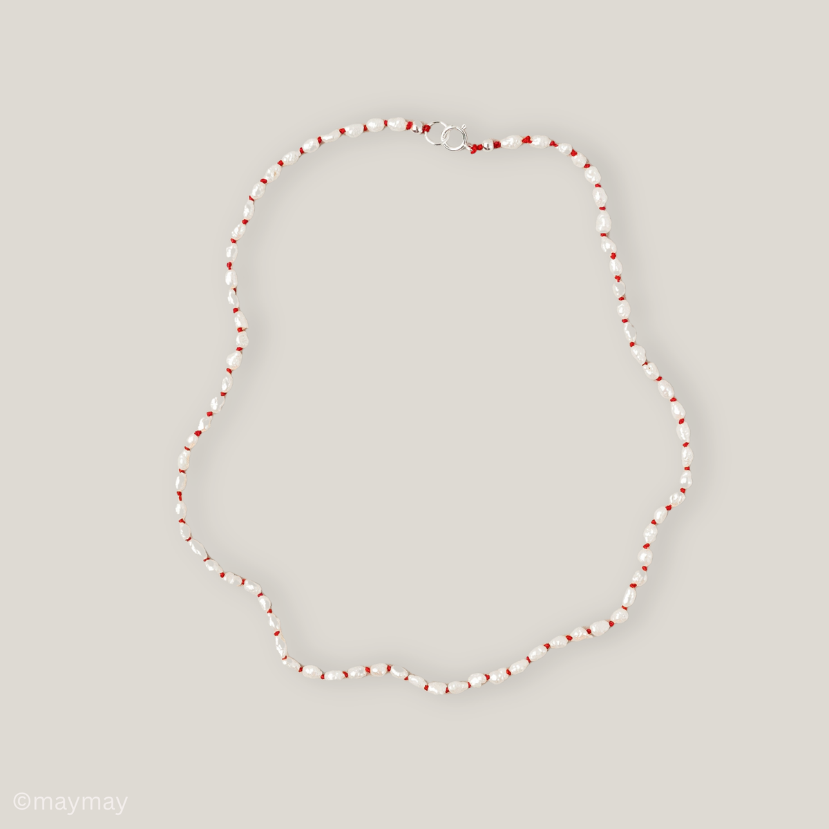 Red Silk Keshi Pearl Necklace