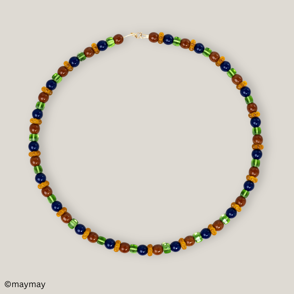 Brown & Navy Glass Necklace