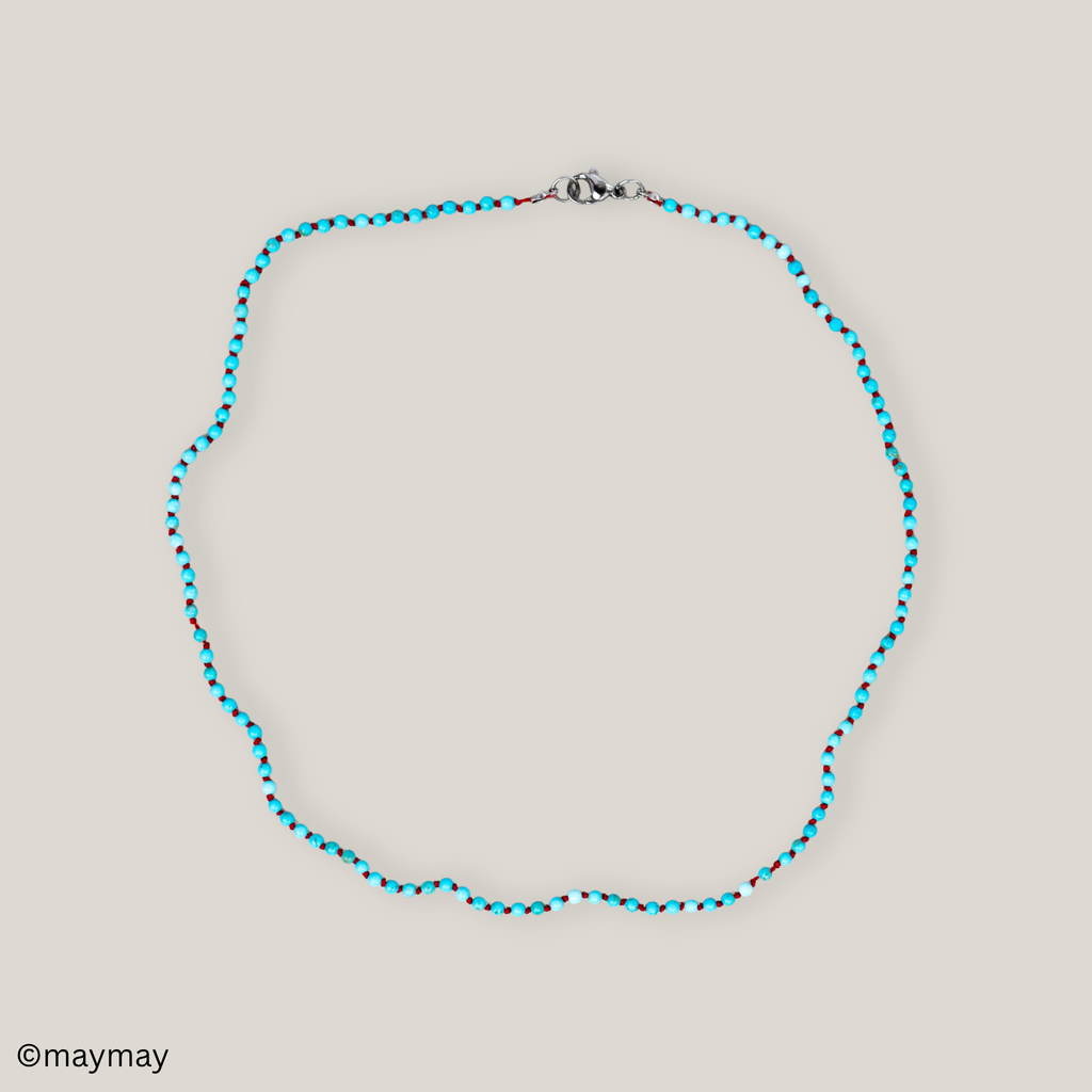 Turquoise on Red Silk Neckale