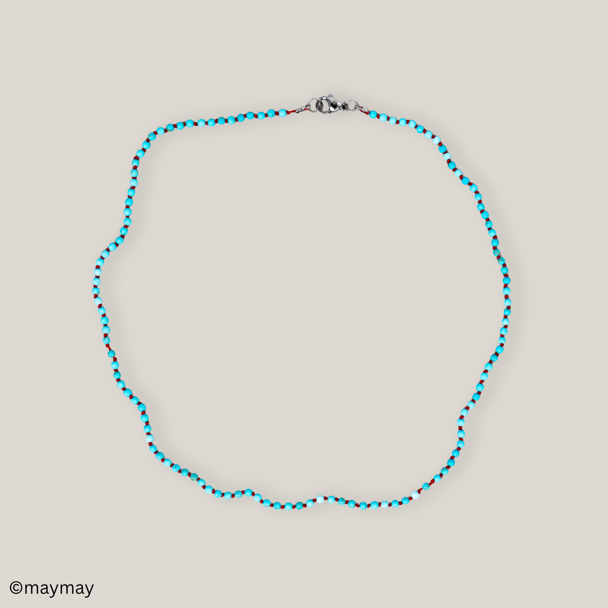 Turquoise on Red Silk Neckale