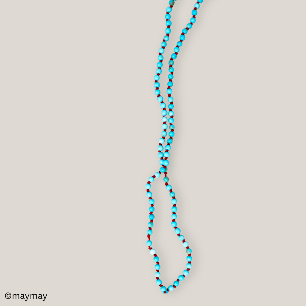 Turquoise on Red Silk Neckale