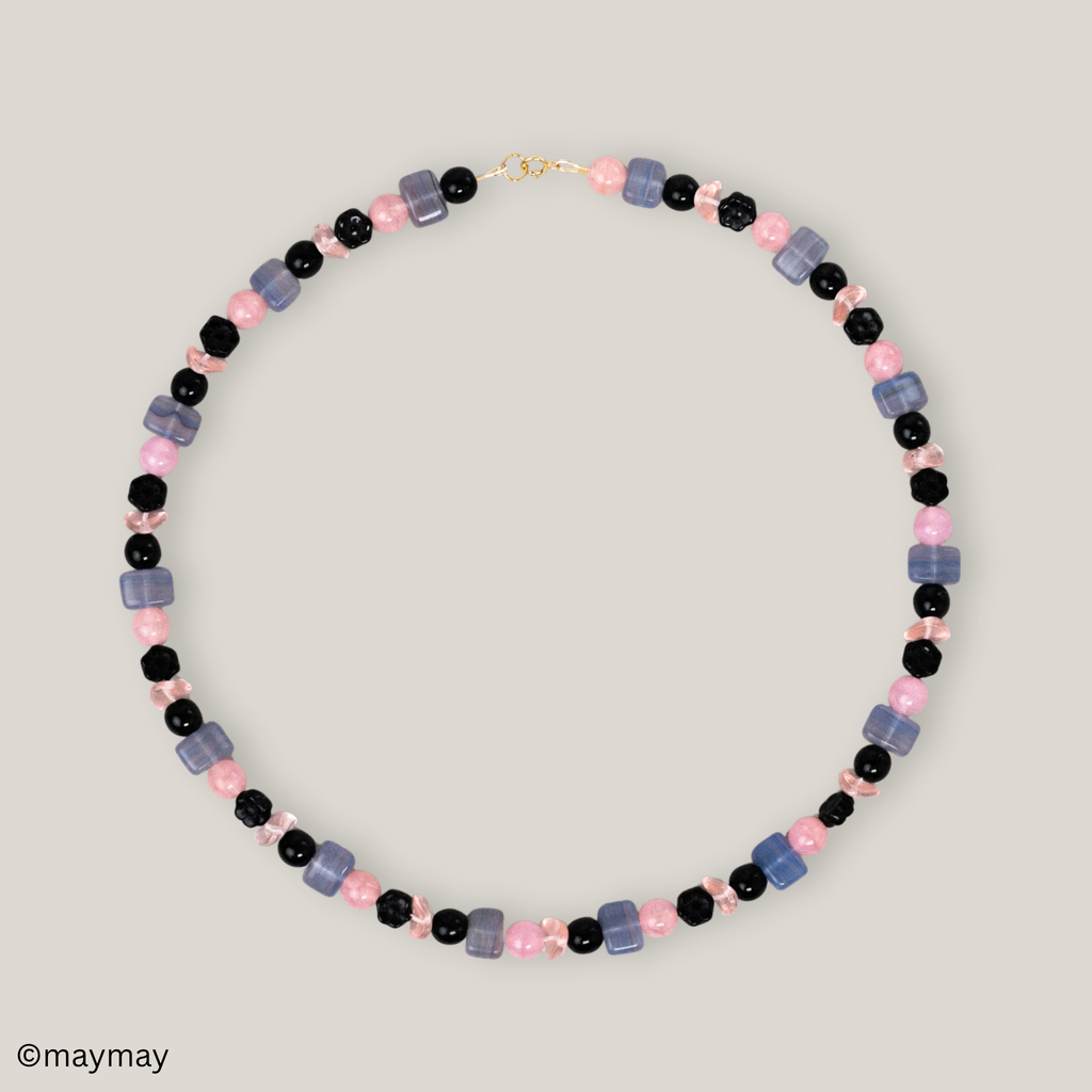 Black & Pink Glass Necklace