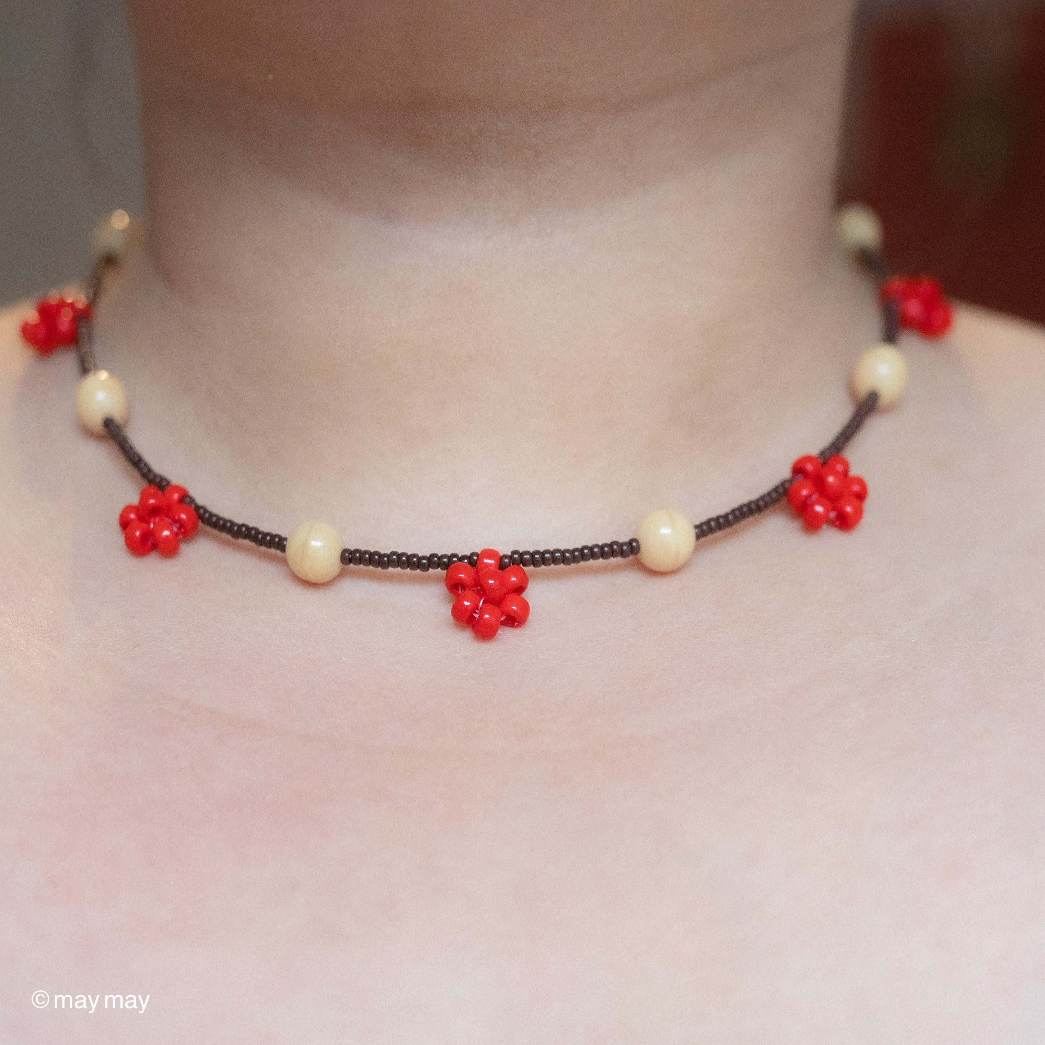 Red Daisy Necklace