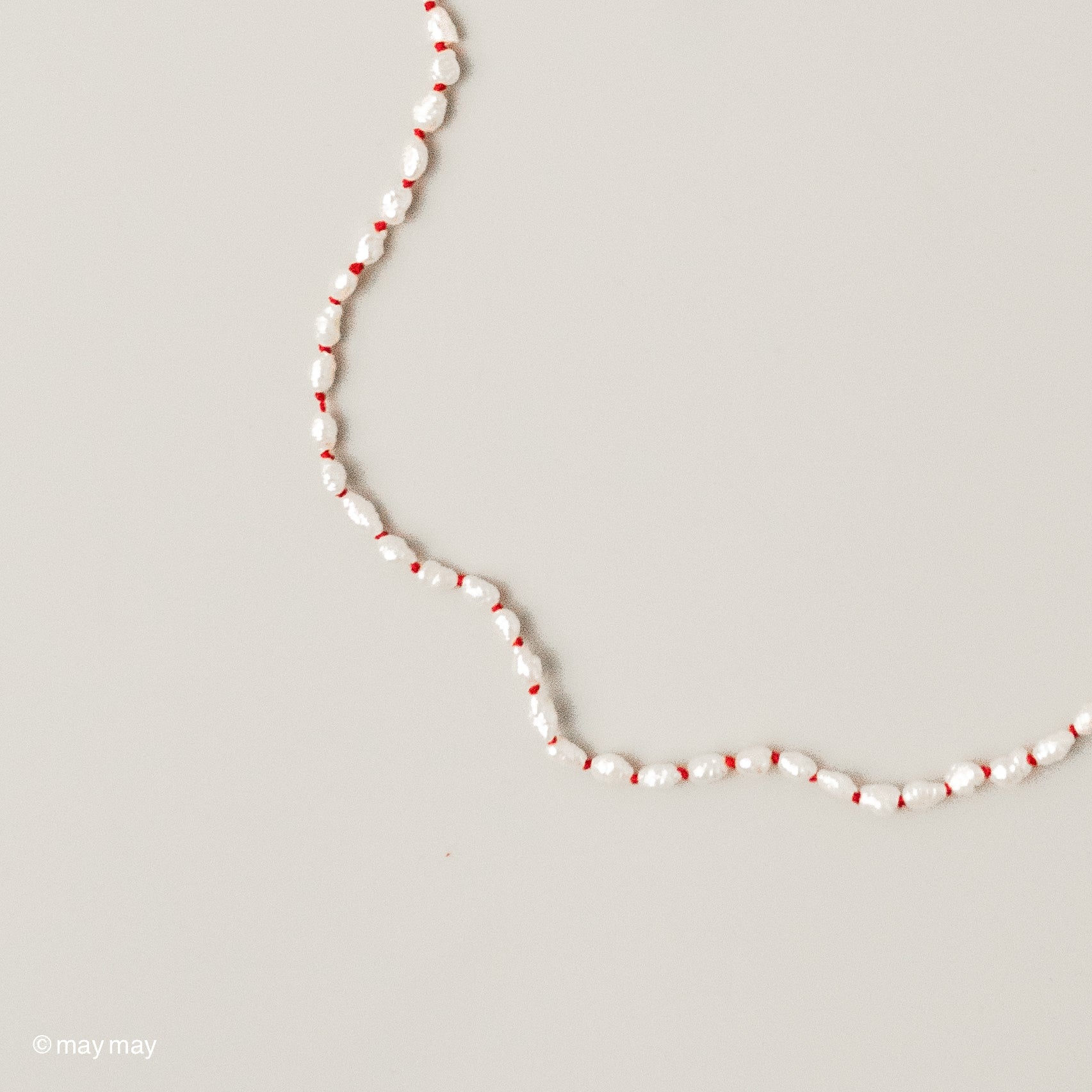 Red Silk Keshi Pearl Necklace