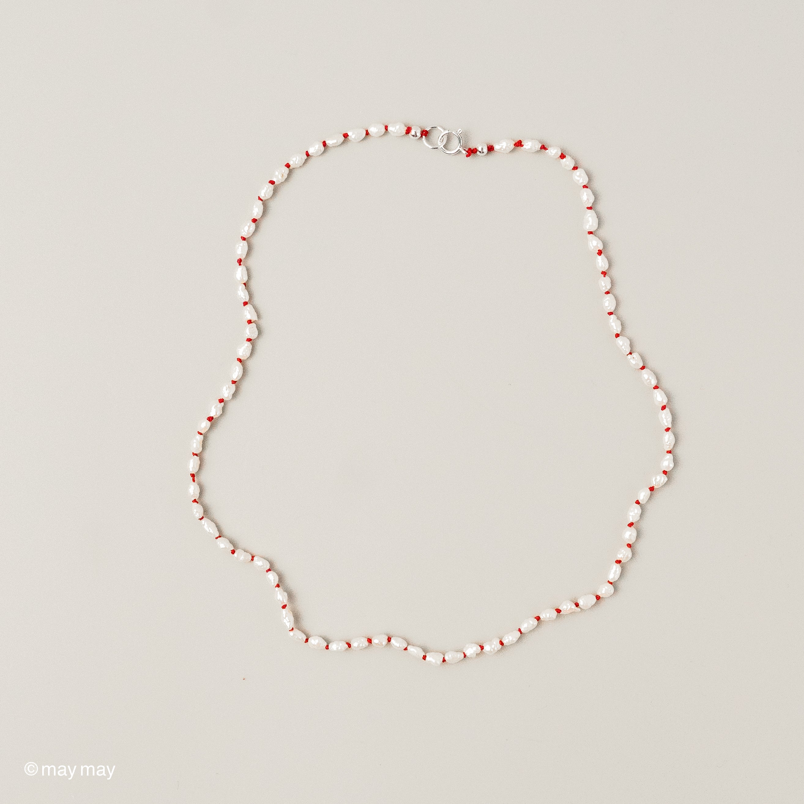 Red Silk Keshi Pearl Necklace