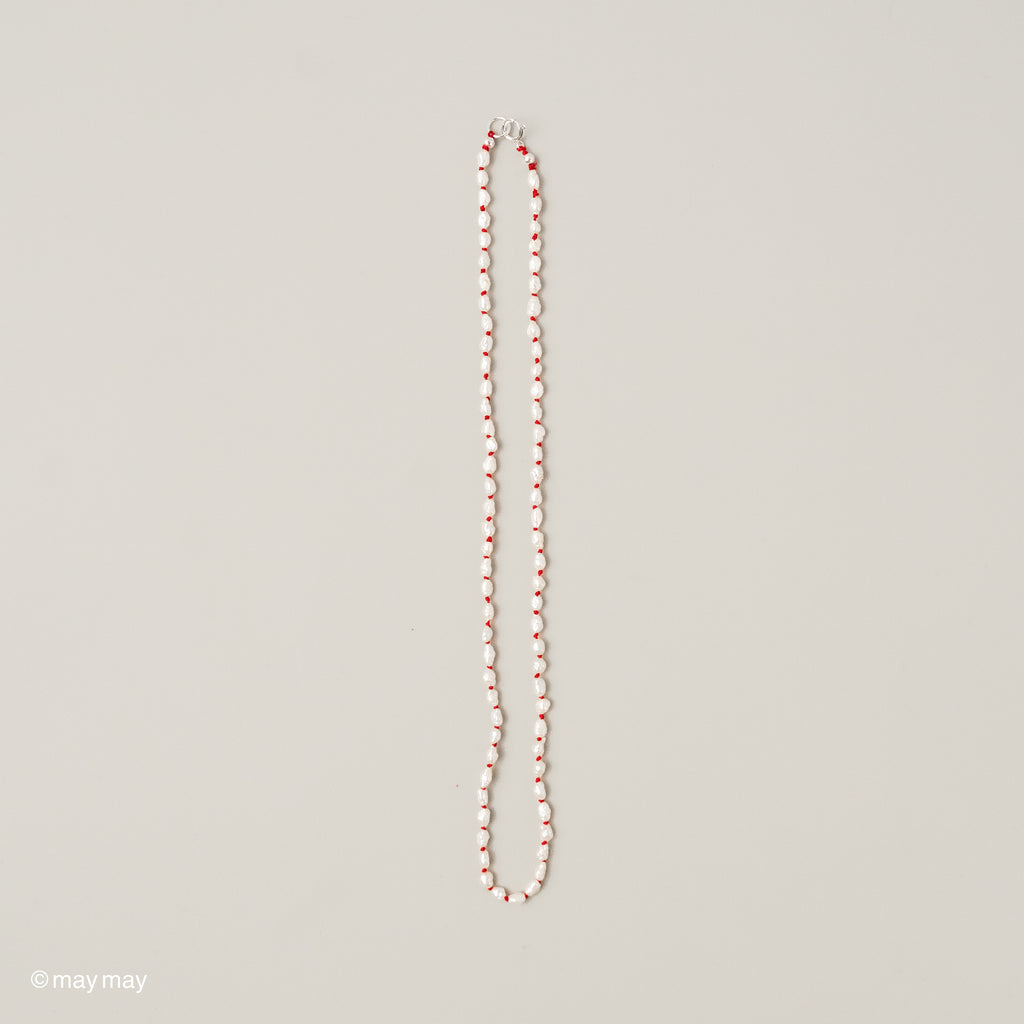 Red Silk Keshi Pearl Necklace