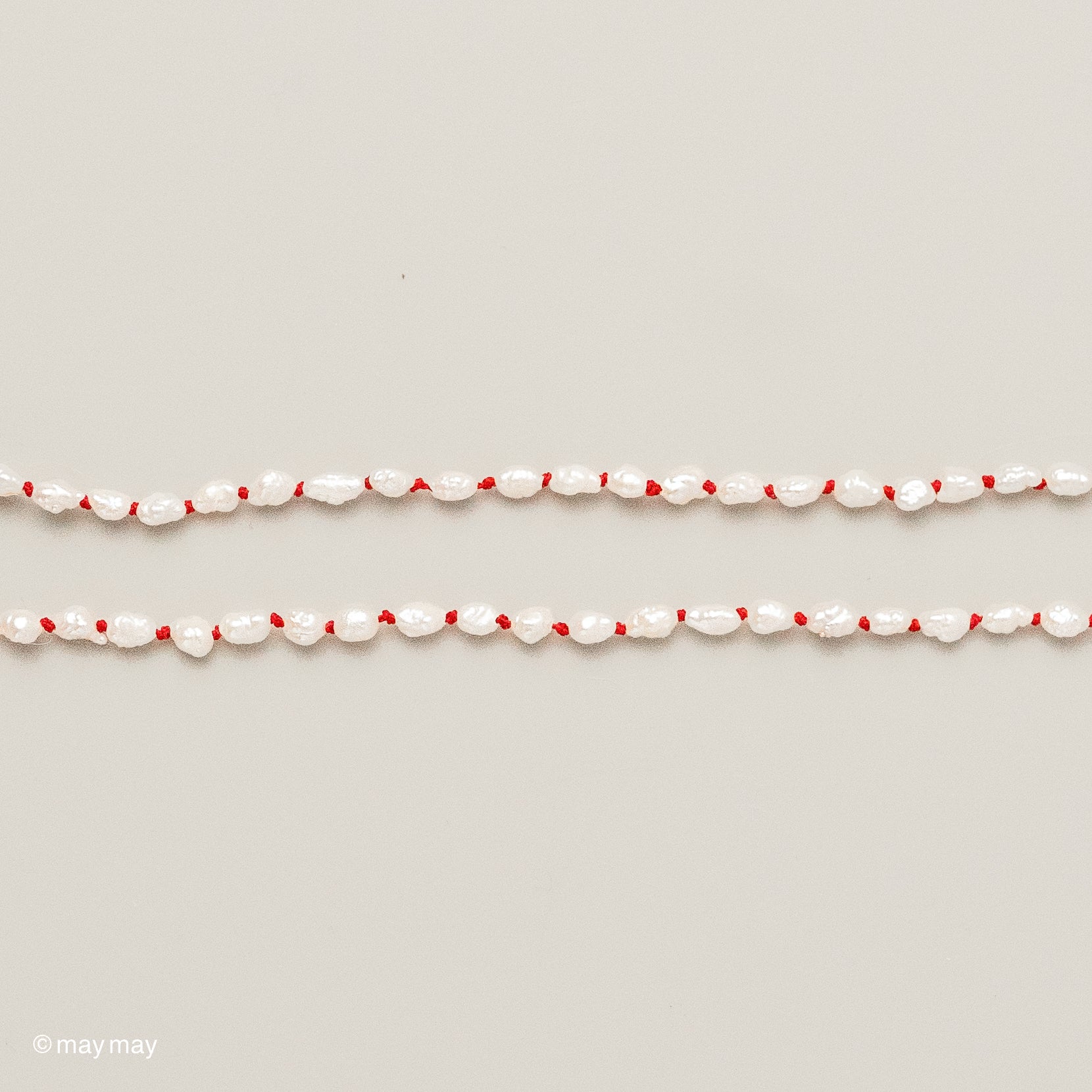 Red Silk Keshi Pearl Necklace