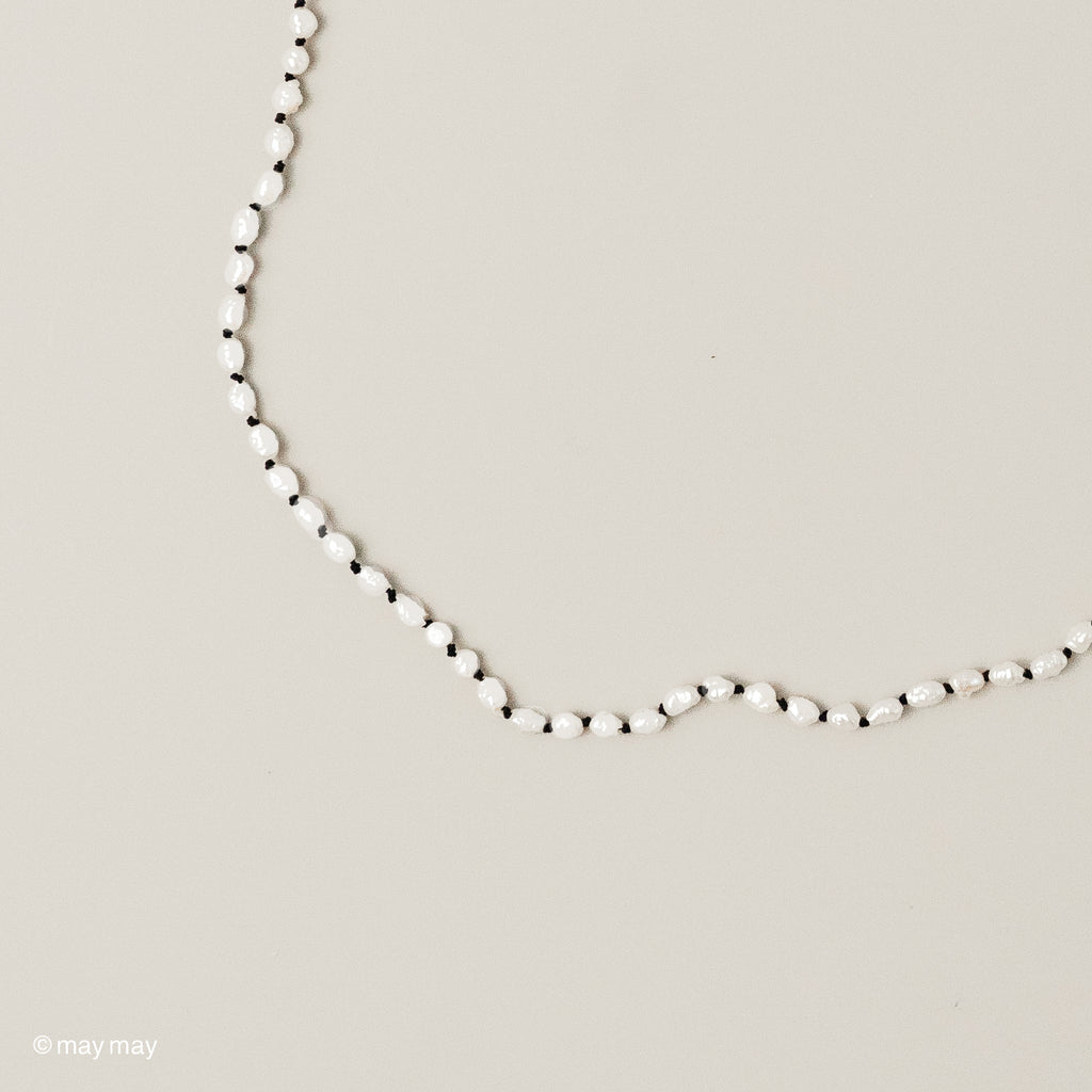 Black Silk Keshi Pearl Necklace