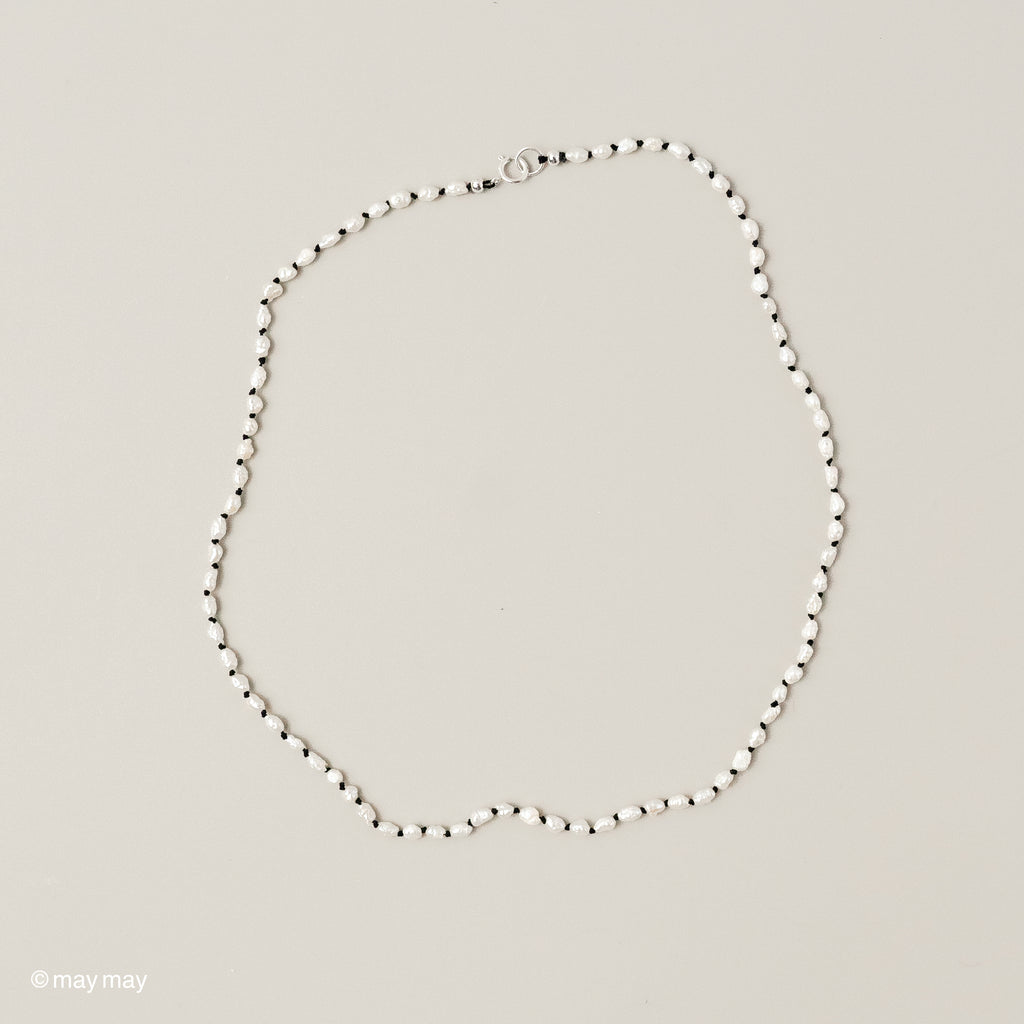Black Silk Keshi Pearl Necklace