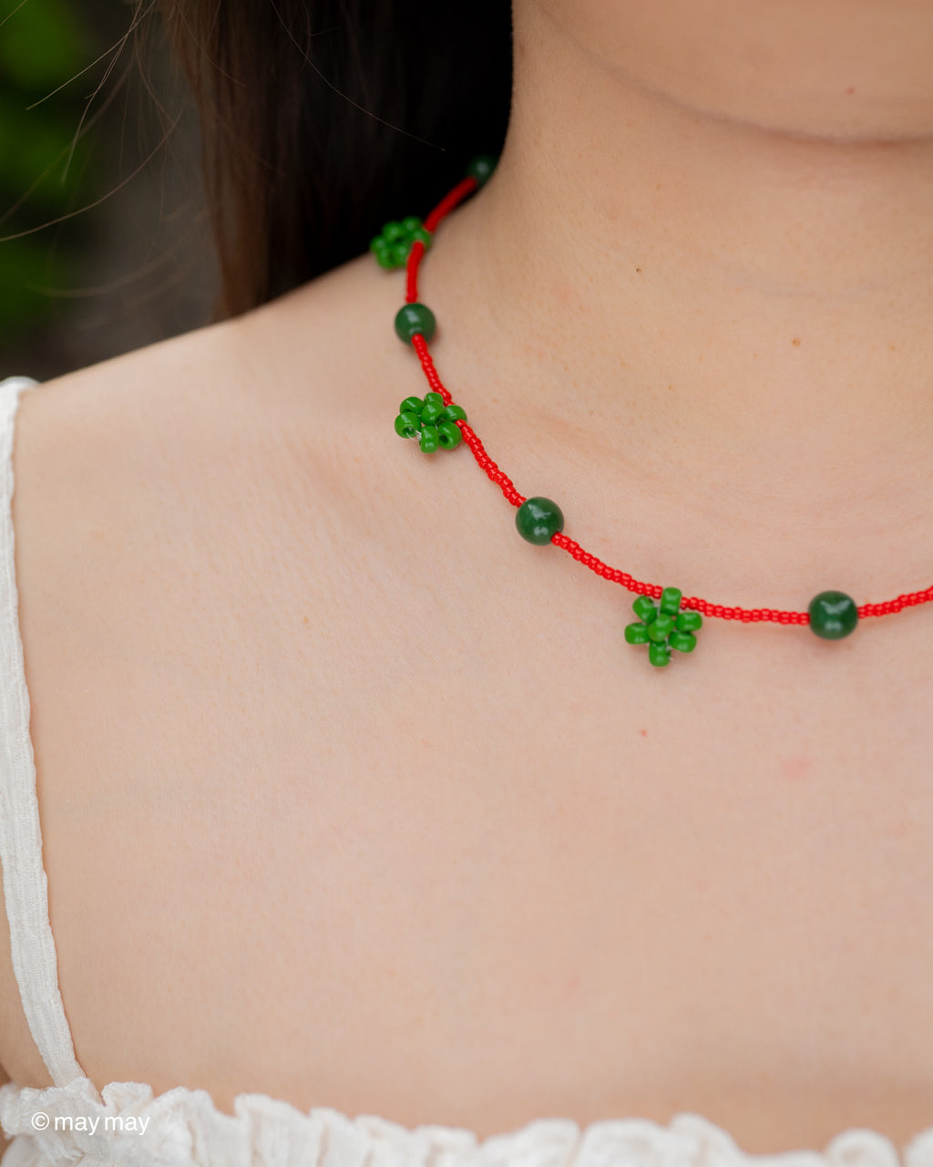 Green Daisy Necklace