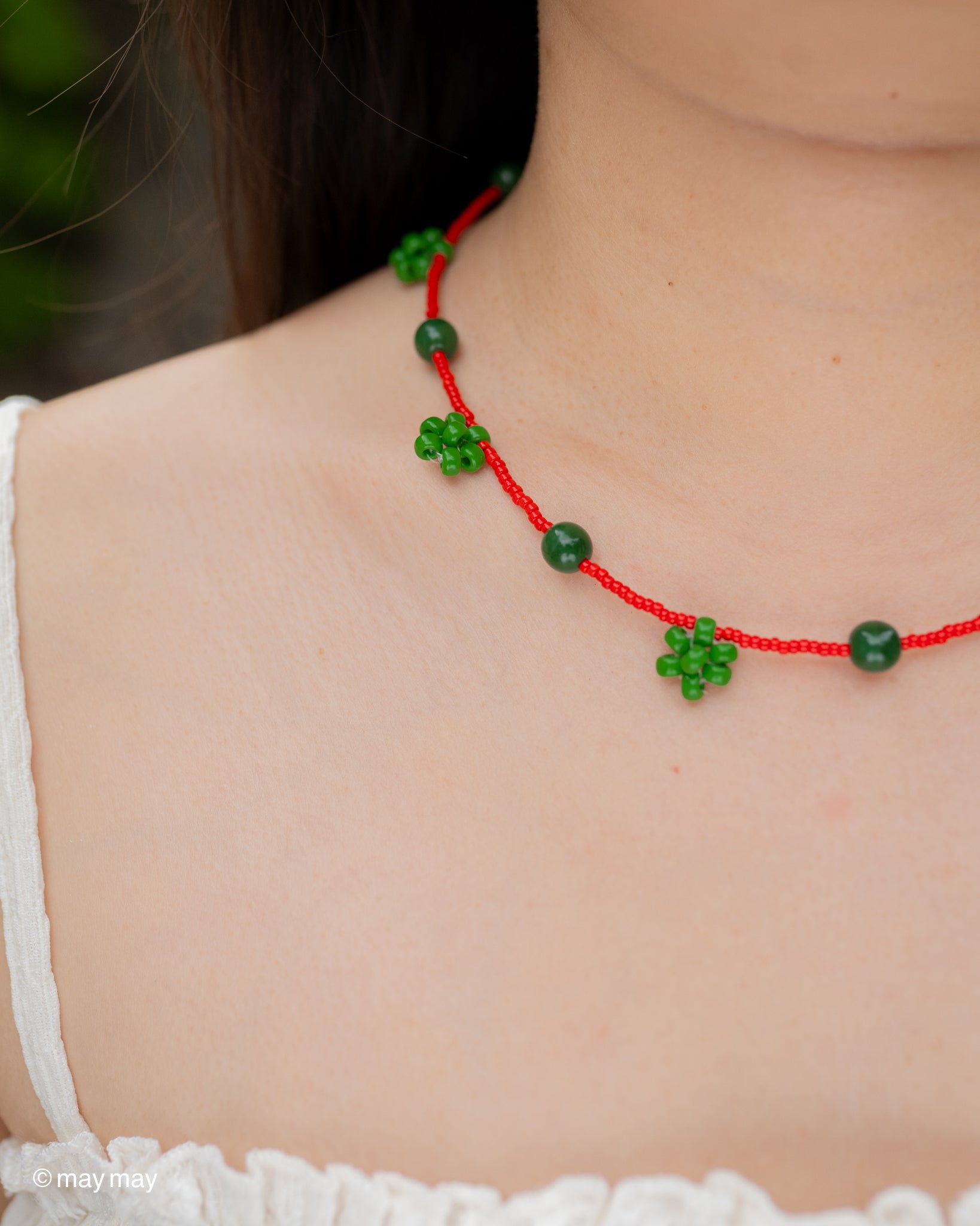 Green Daisy Necklace