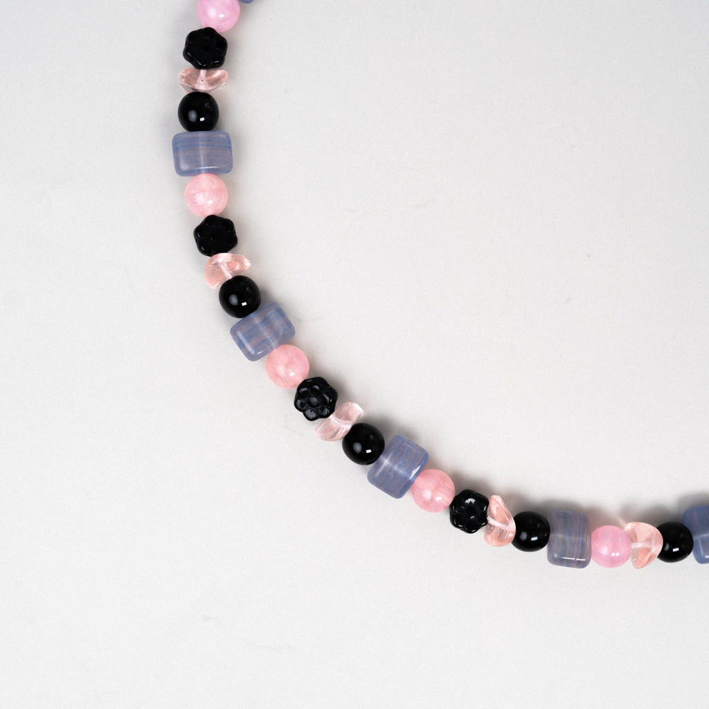 Black & Pink Glass Necklace
