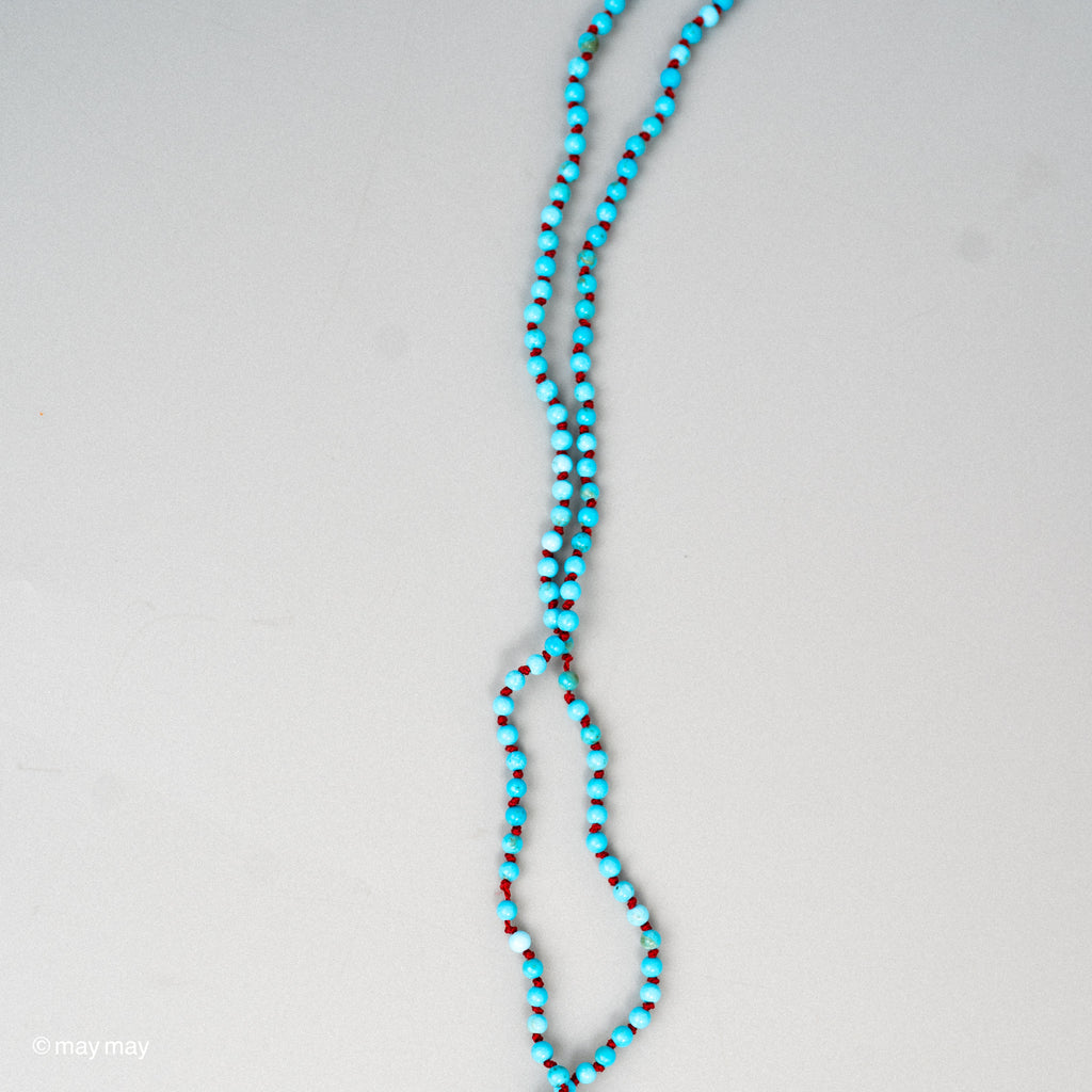 Turquoise on Red Silk Neckale