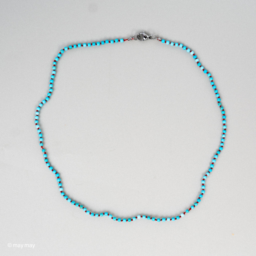 Turquoise on Red Silk Neckale