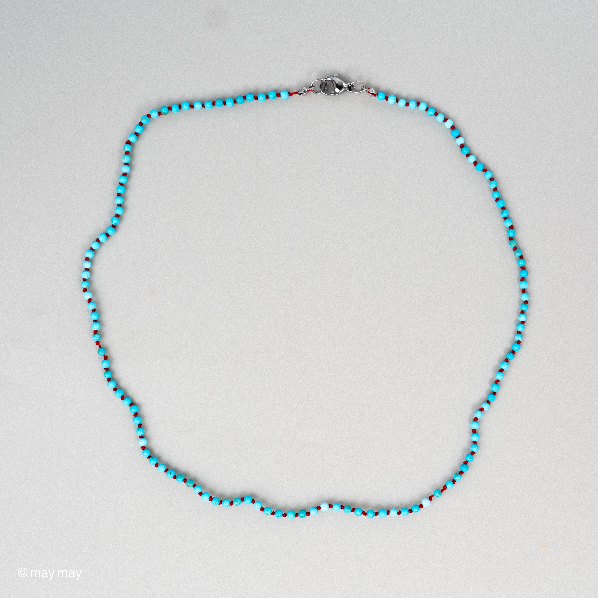 Turquoise on Red Silk Neckale