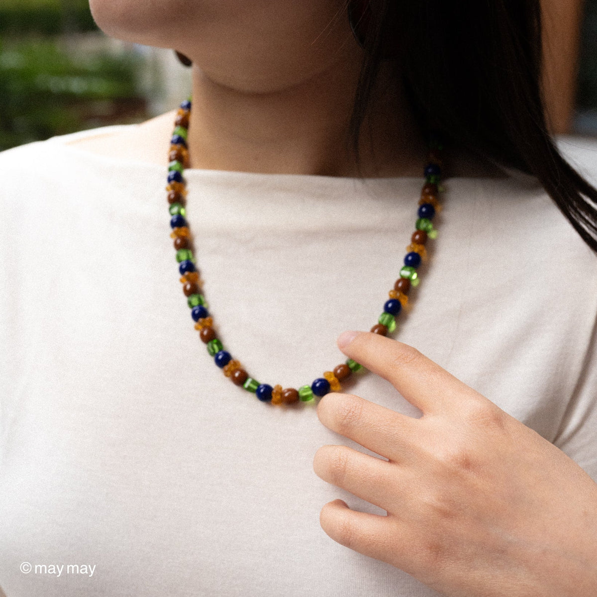 Brown & Navy Glass Necklace